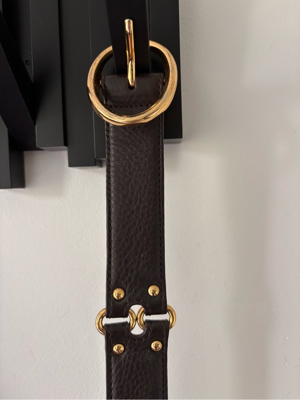 Cole Haan Brown Leather Belt with Gold Ring Hardware